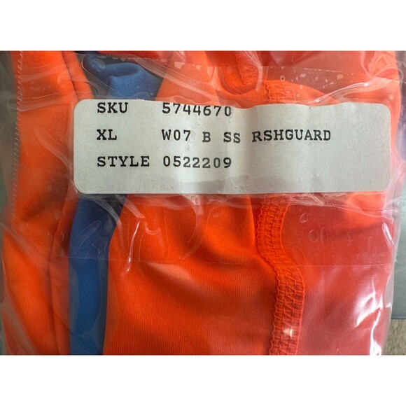 Lands’ End Boys XL Husky Rash Guard Colorblock Orange Blue Short Sleeve Beach - Picture 10 of 10